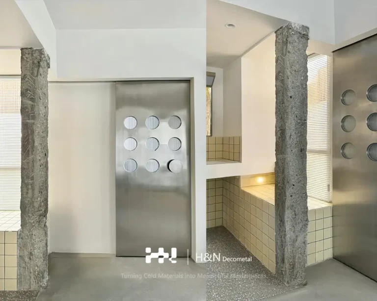 Porta de chapa de aço inoxidável escovado prateado