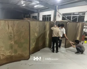Curved Wired Toughened Glass Space Divider