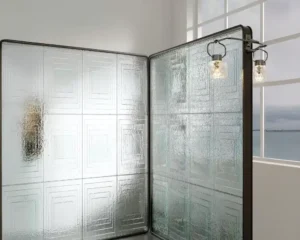 Embossed Frosted Glass Room Partition