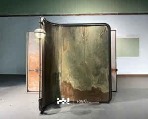 Laminated Wire Mesh Curved Tempered Glass Divider